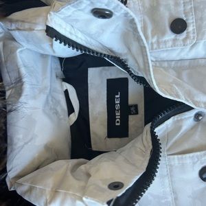 diesel winter coat size 5-6, white and grey pattern.